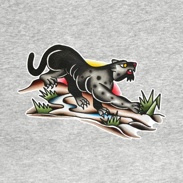 Prowling Panther Tattoo Design by forevertruetattoo